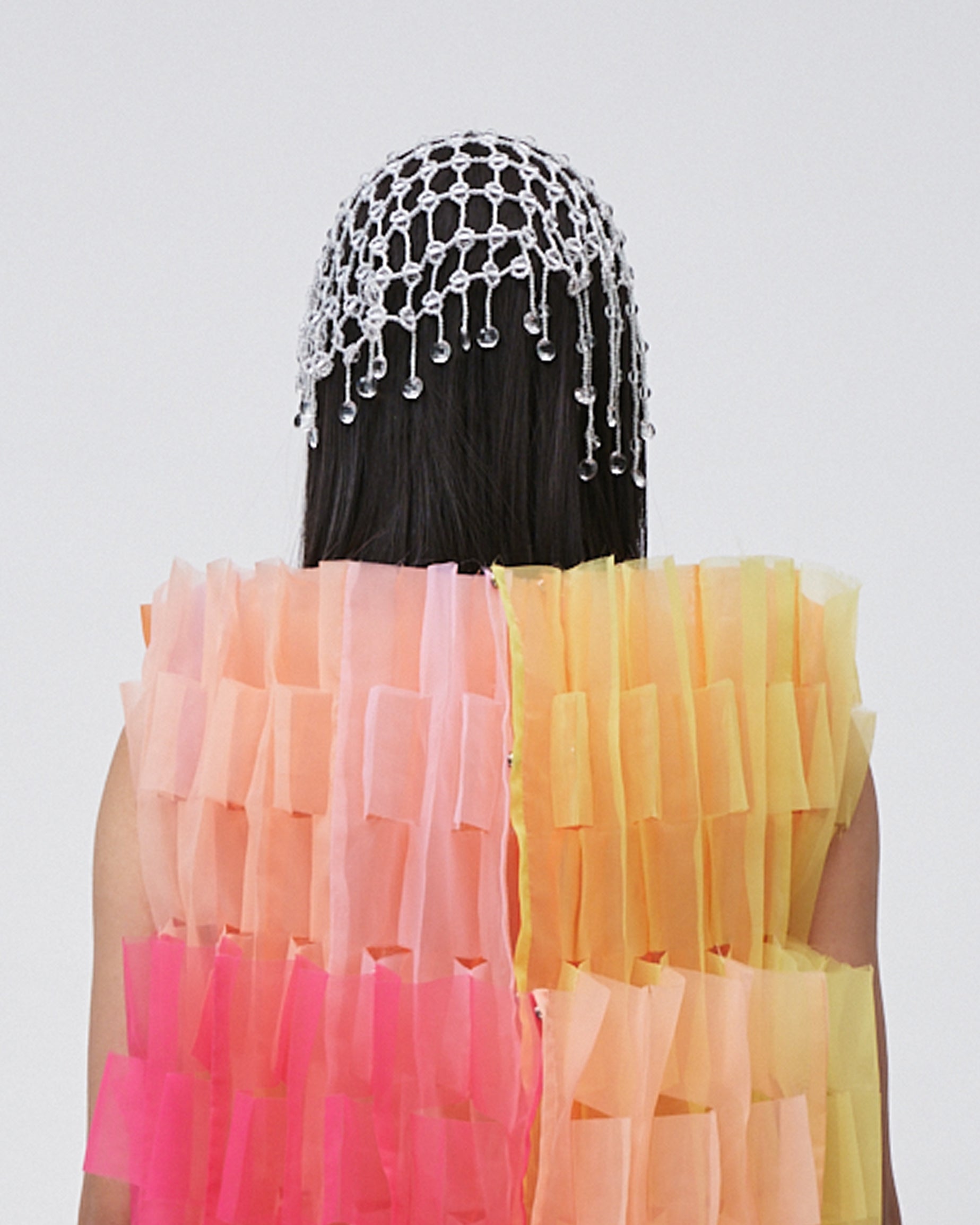 WOMEN CLEAR TRANSPARENT BUBBLE BEADED TASSEL HEADPIECE WEDDING BRIDAL VEIL HEADPIECE