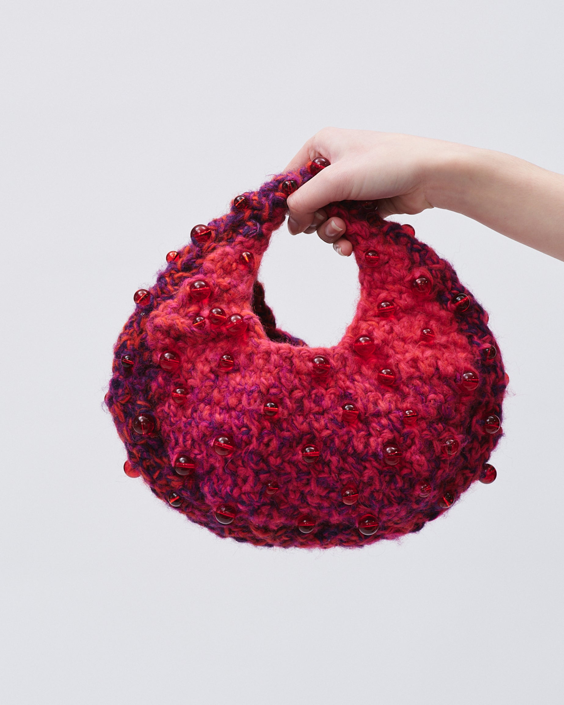 PINK WOMEN GIRL KOREAN ASIAN STYLE CROCHET BEADED HANDBAG DESIGN 