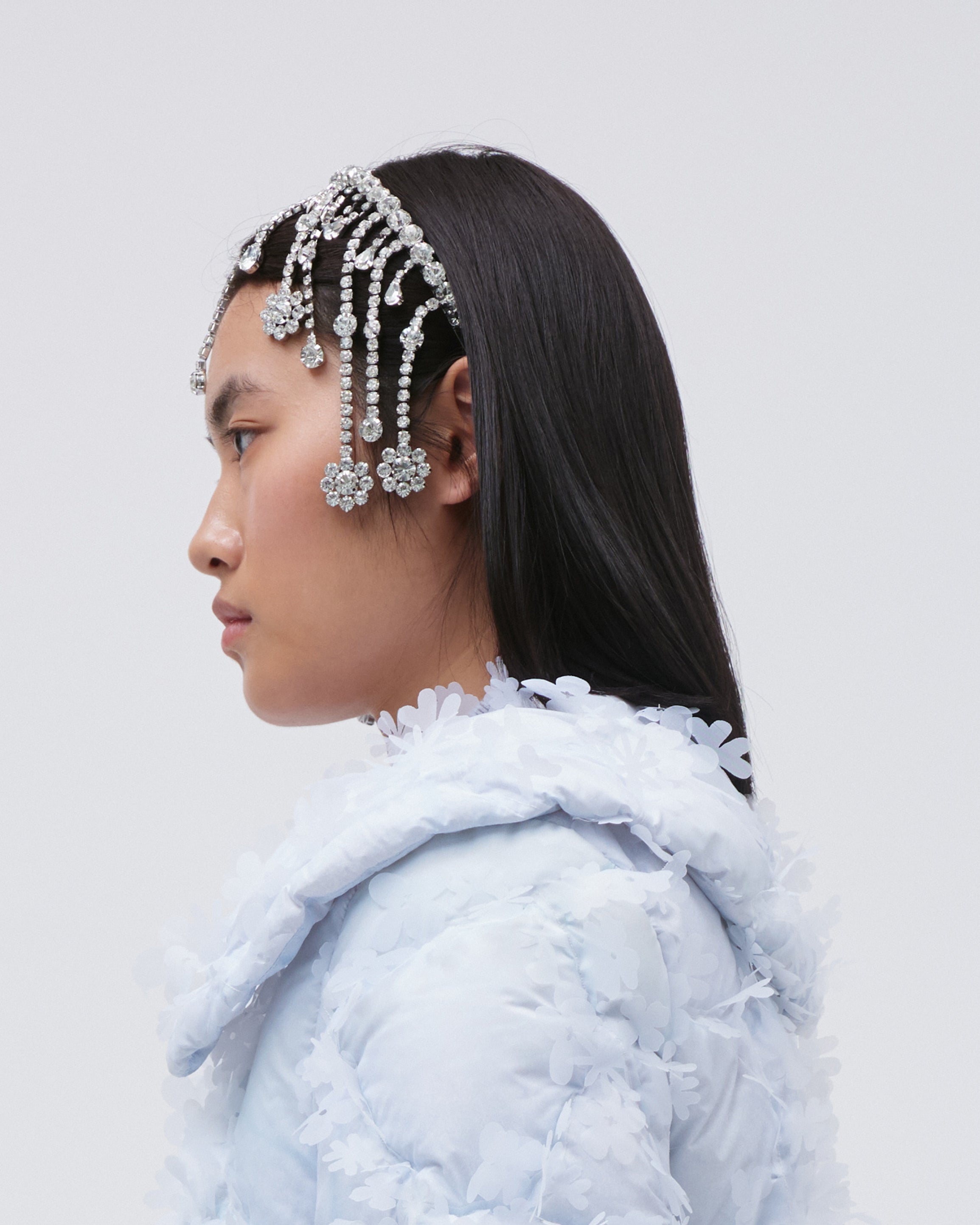WOMENS SILVER DIAMONTE TASSEL HEADBAND BRIDAL SPECIAL OCCASION ACCESSORY