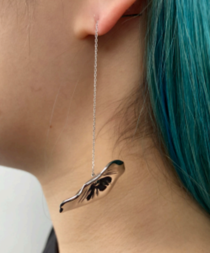 WOMEN GIRL ACCESSORY SILVER EARPIECE STYLE ENLIGHTENMENT LOTUS LEAF WISH EARRING