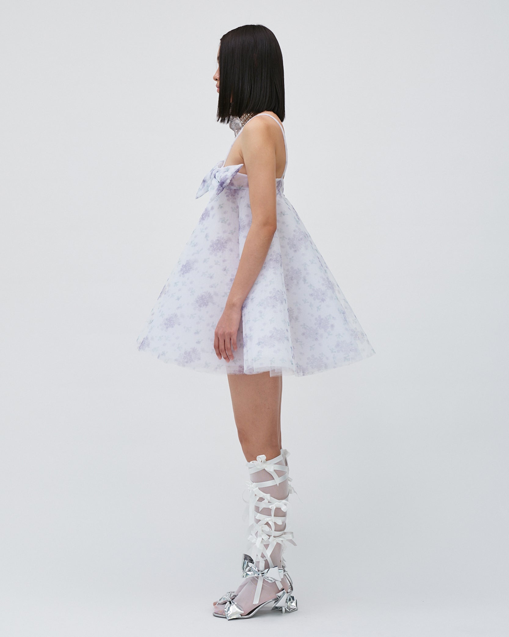 FLORAL TULLE BOW DRESS