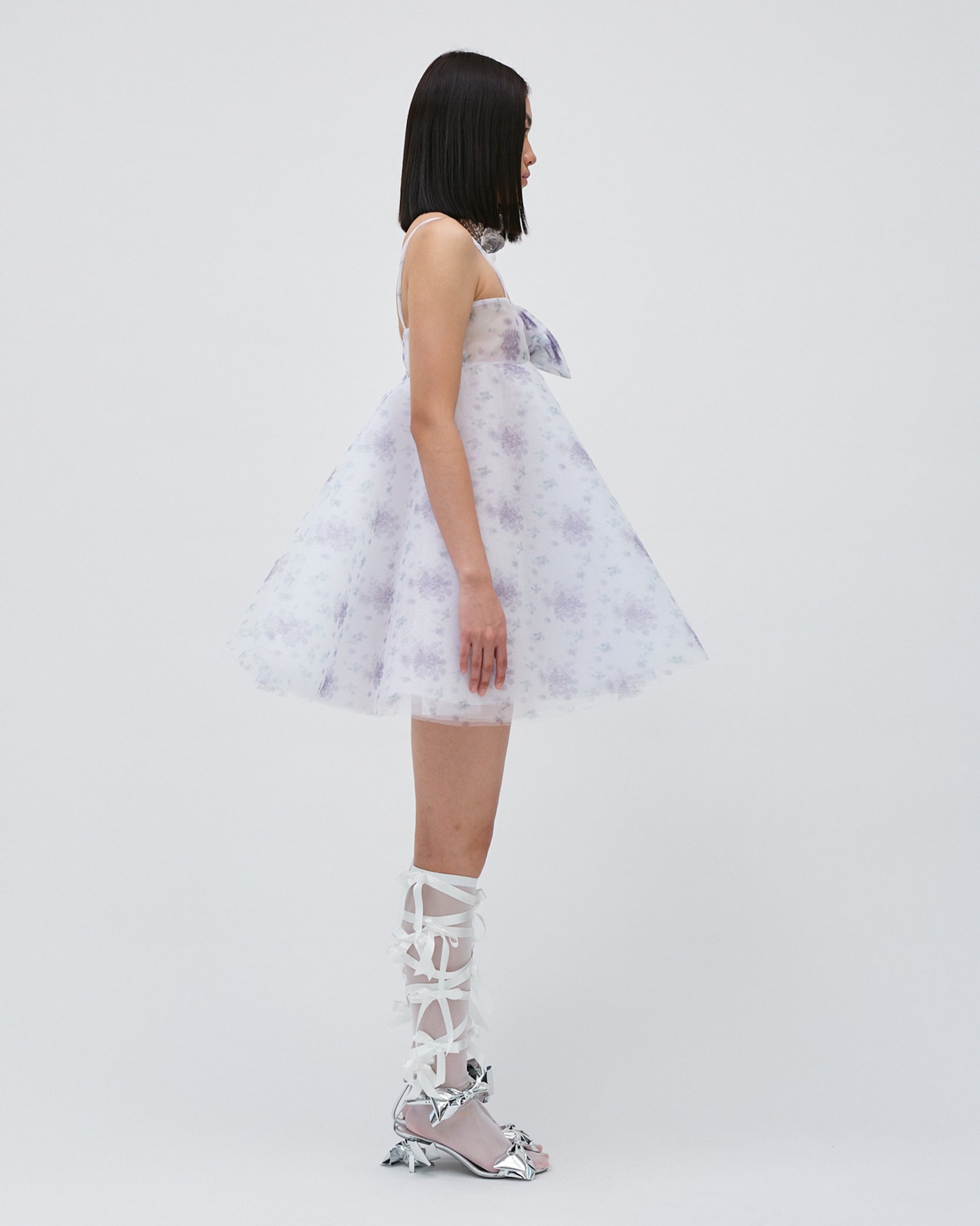 FLORAL TULLE BOW DRESS