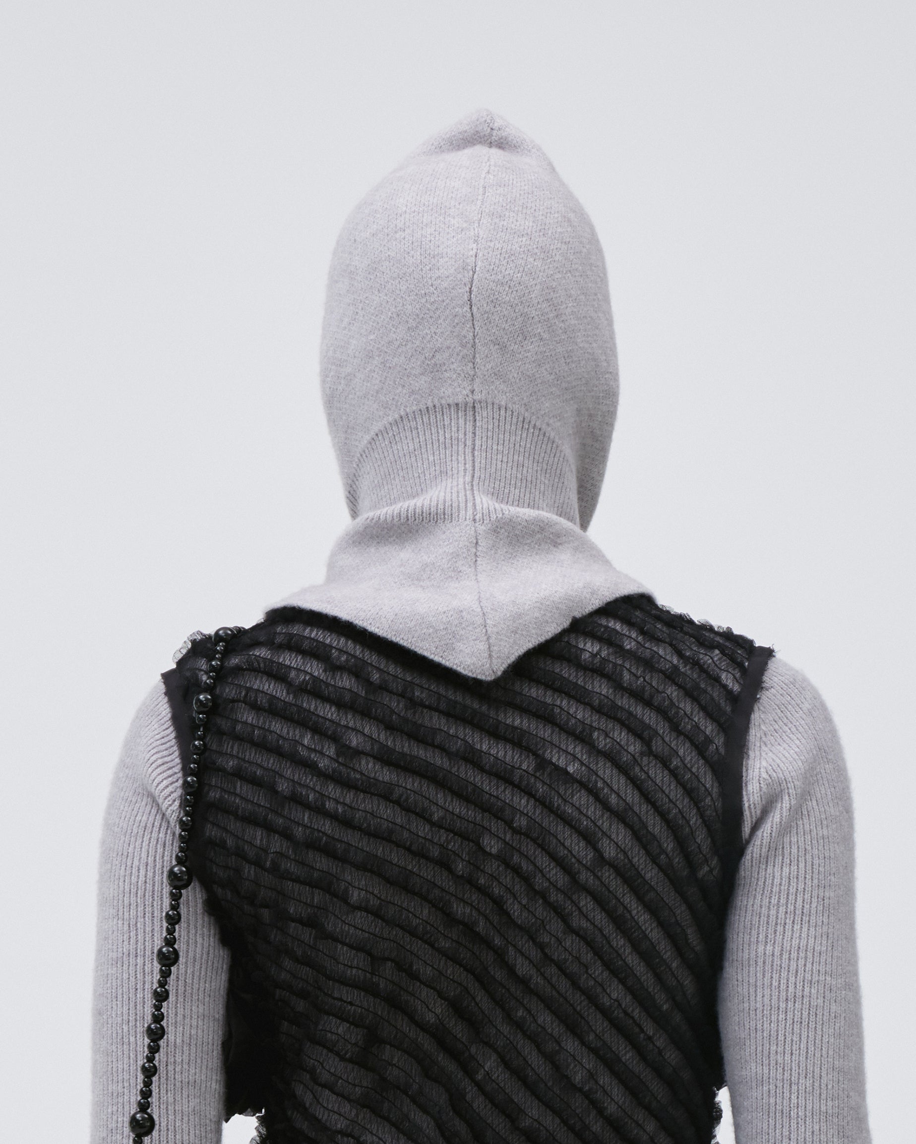 WOMENS GIRLS KNIT BALACLAVA HOOD SNOOD IN GREY WITH EMBROIDERY 