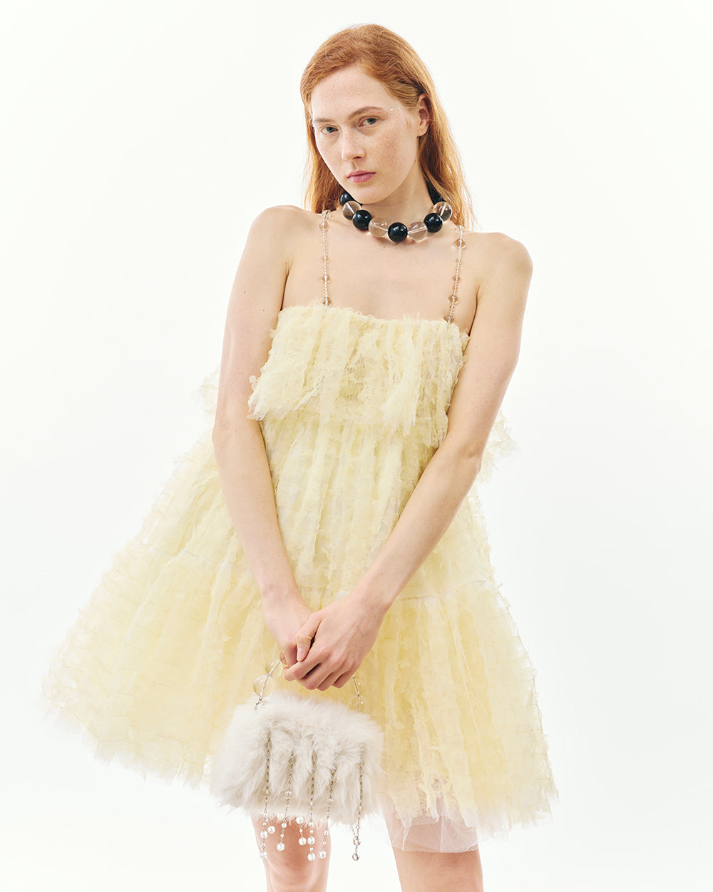 LASER-CUT FLOWER BUBBLE MINI DRESS