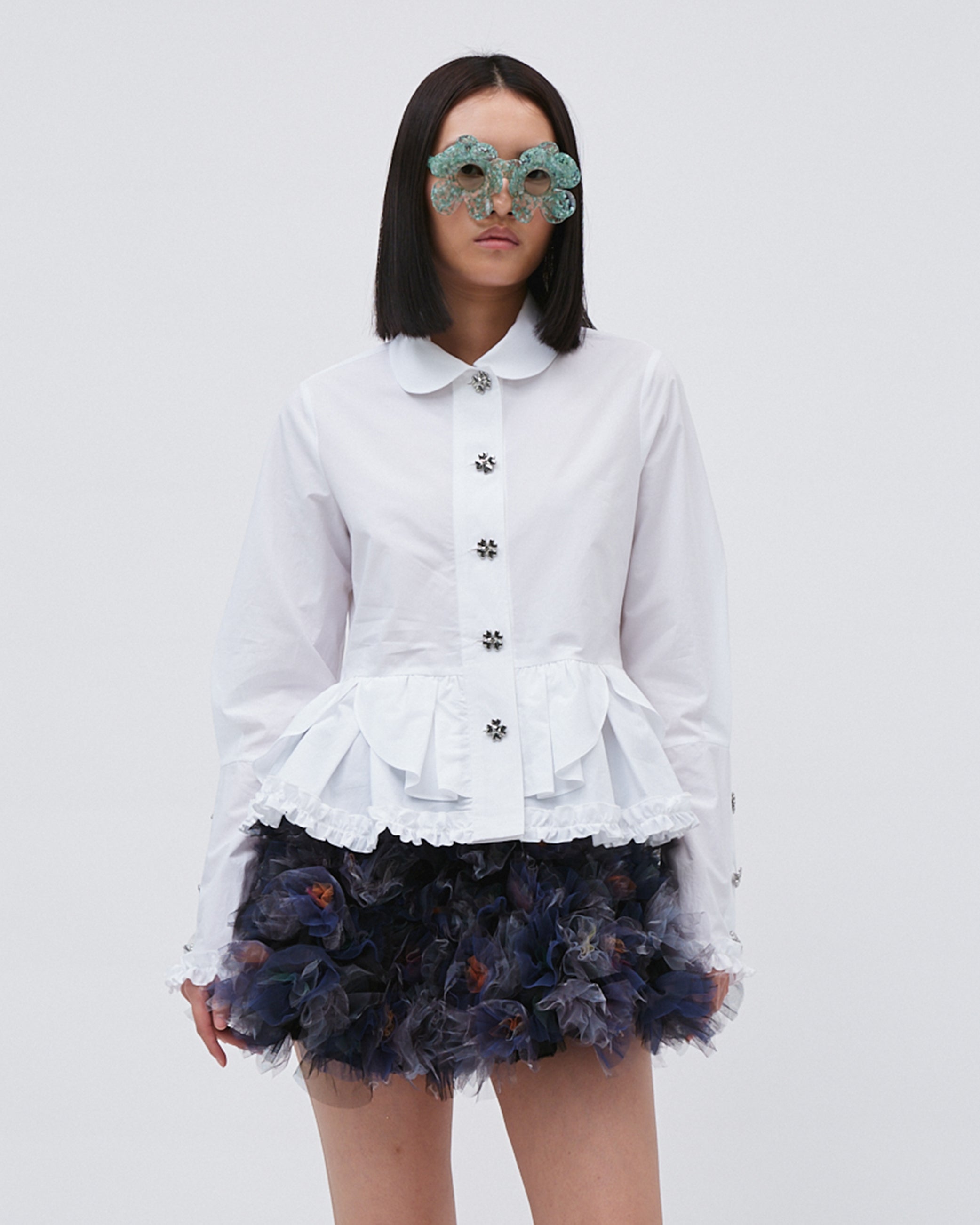 PEPLUM RUFFLE SHIRT