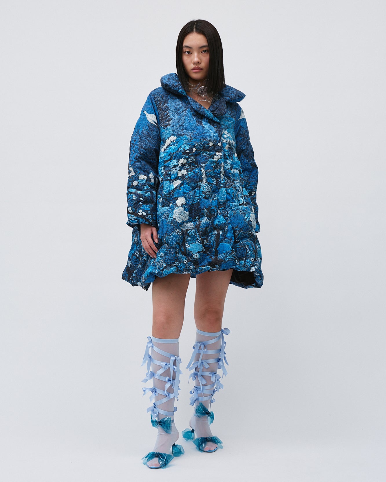 PRINTED MIDI PUFFER COAT