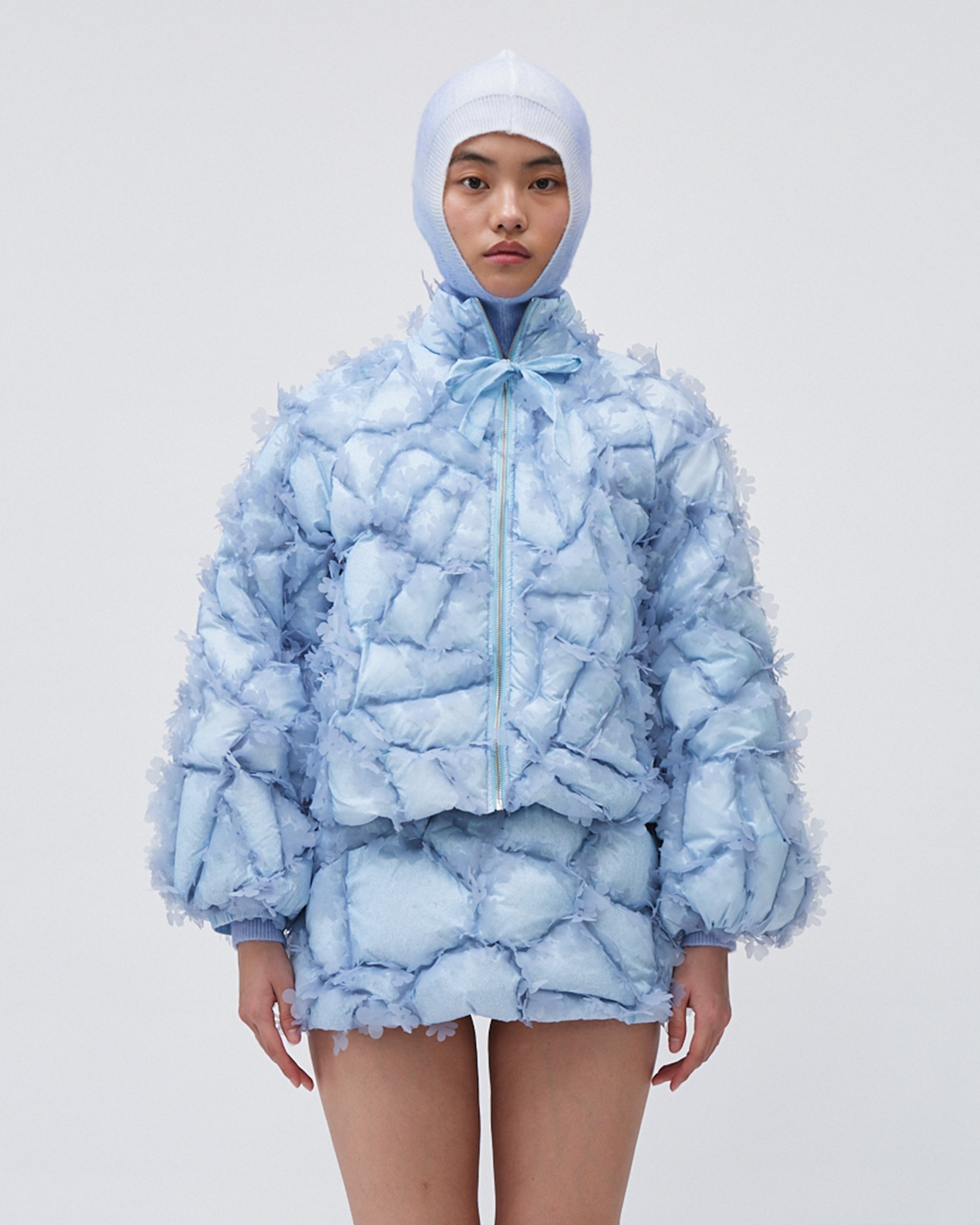 QUILTED LASER-CUT PUFFER BOW JACKET