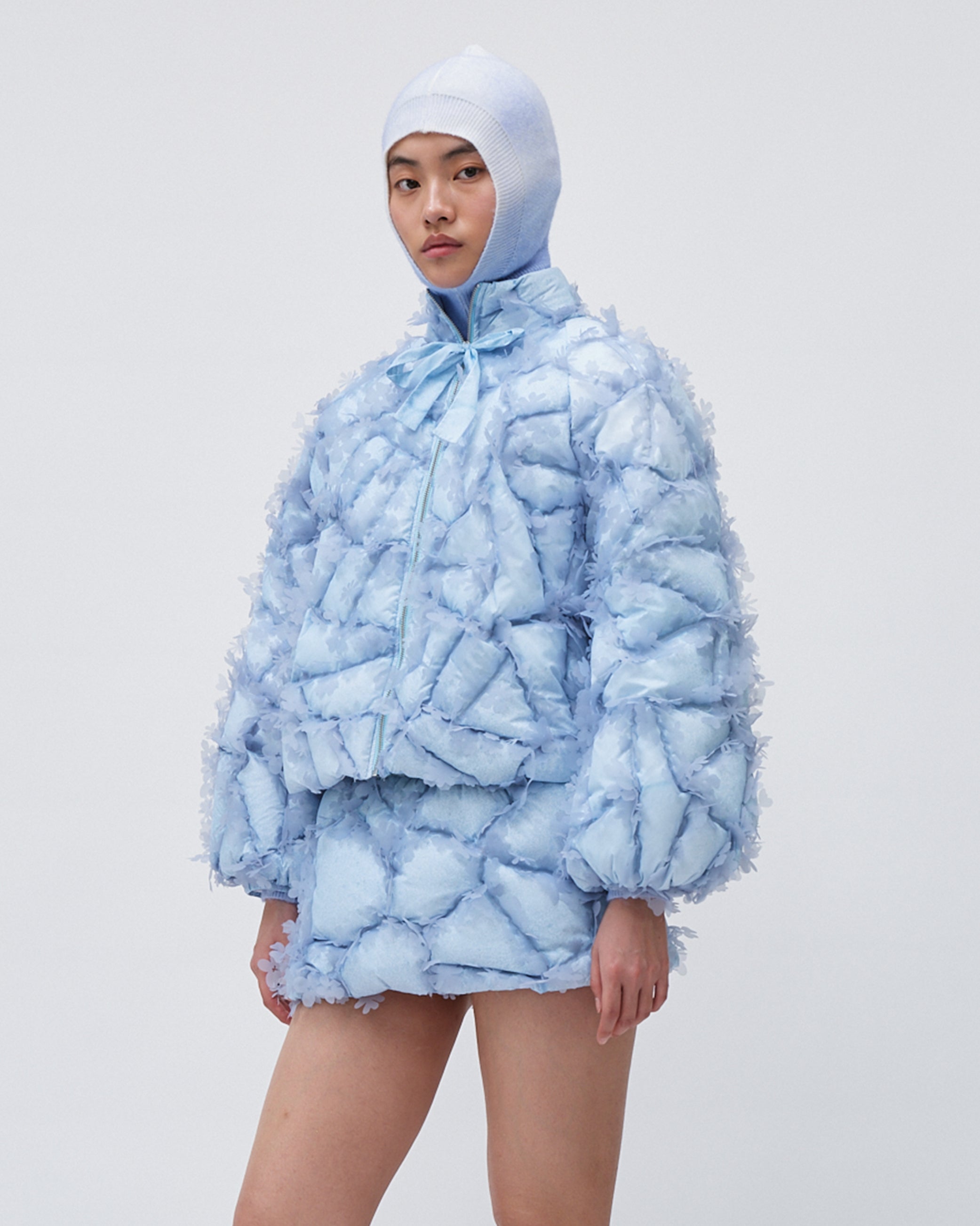 QUILTED LASER-CUT PUFFER BOW JACKET