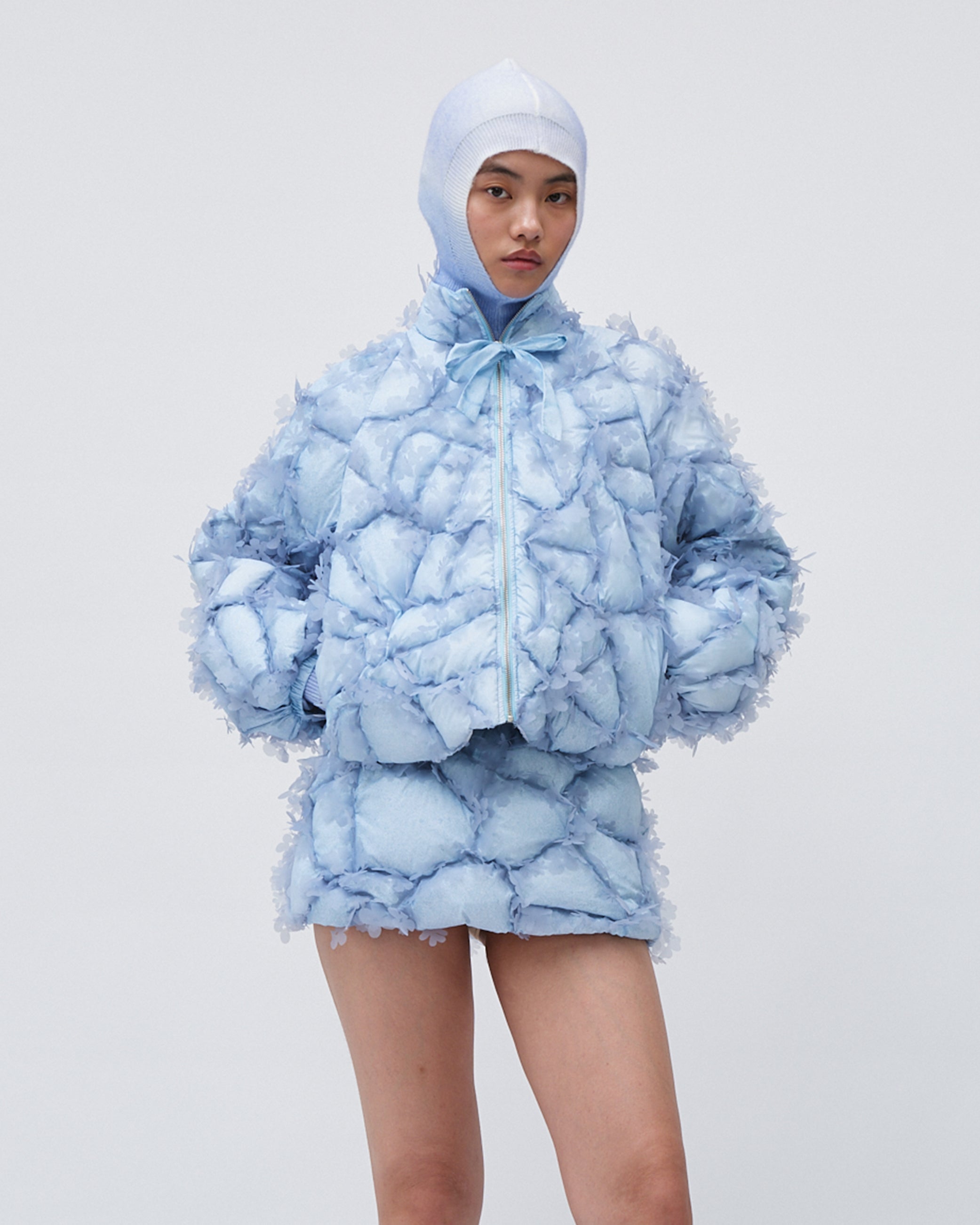 QUILTED LASER-CUT PUFFER BOW JACKET