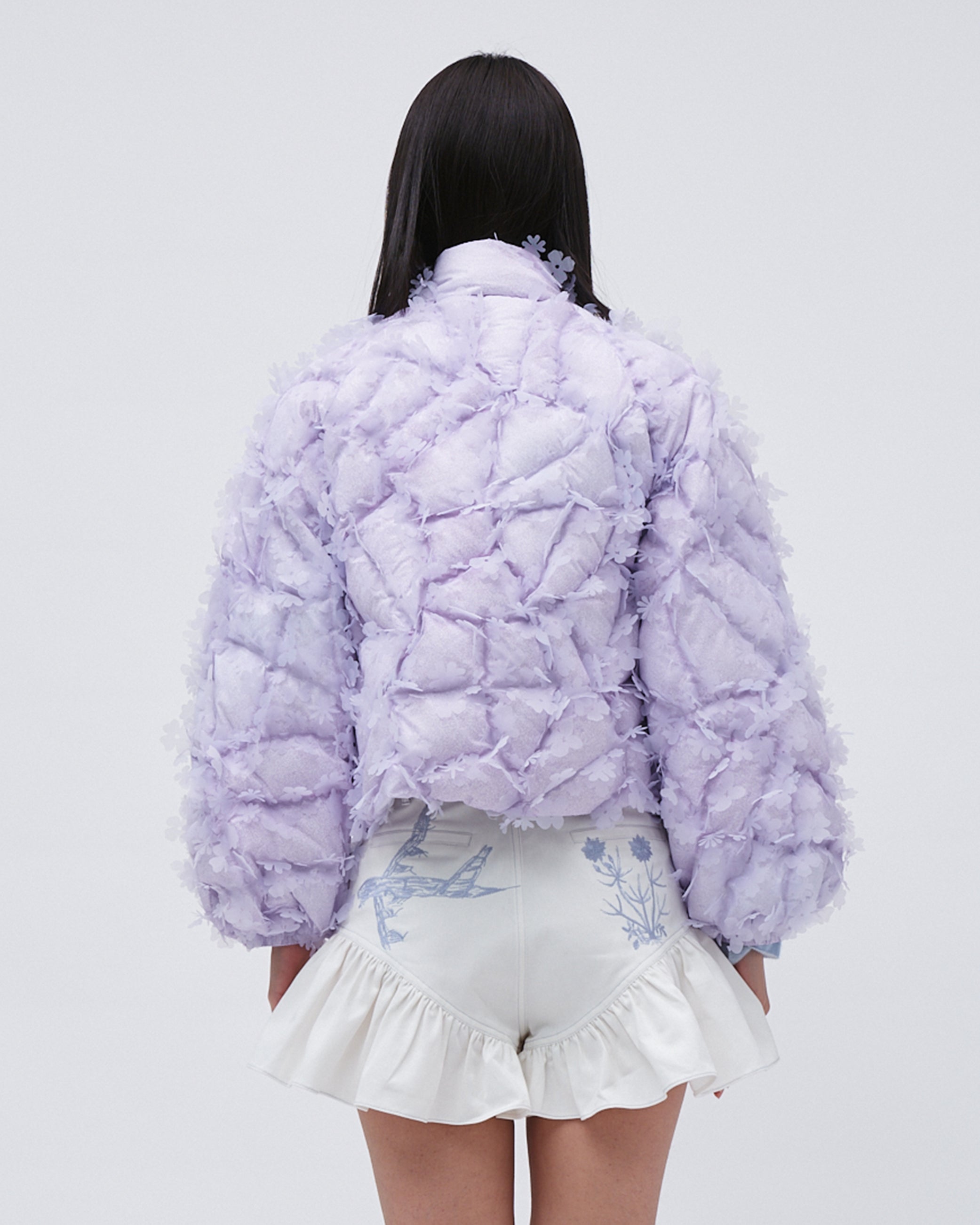 QUILTED LASER-CUT PUFFER BOW JACKET