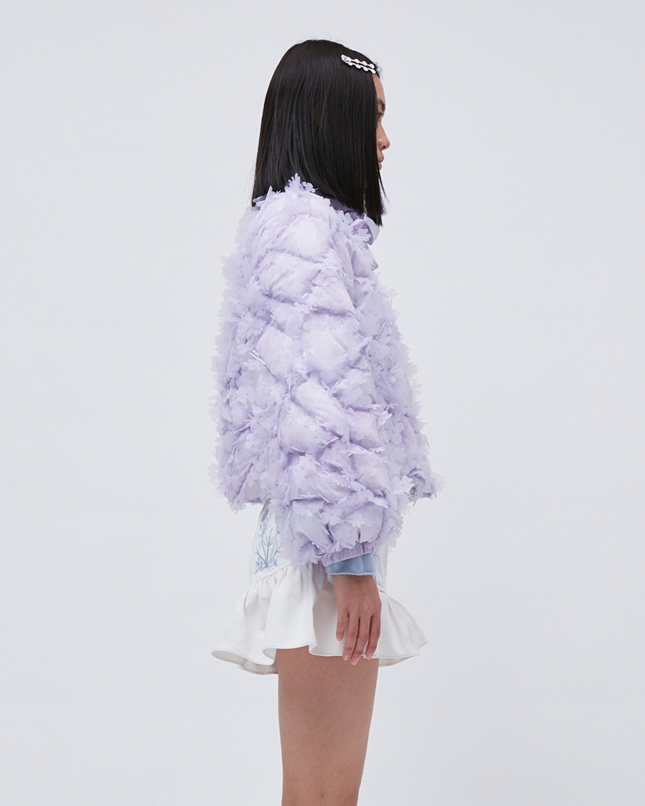 QUILTED LASER-CUT PUFFER BOW JACKET