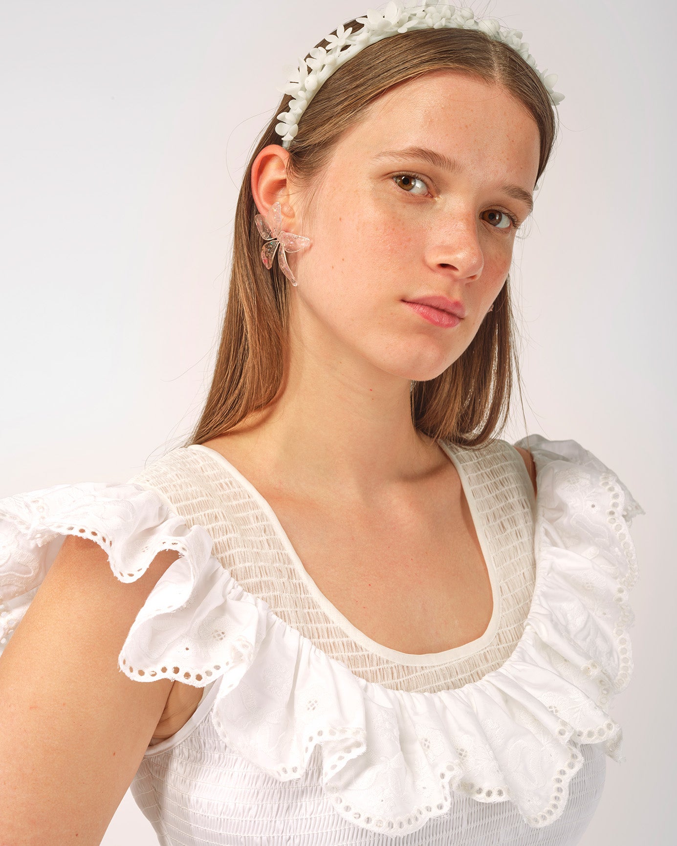 WOMEN GIRL PINK RESIN FLOWER EARRING WITH SILVER BACK STUD
