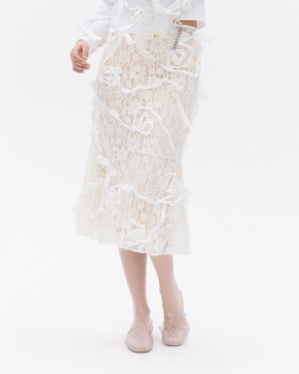 RIBBONROSEEMBROIDEREDLACESKIRTside