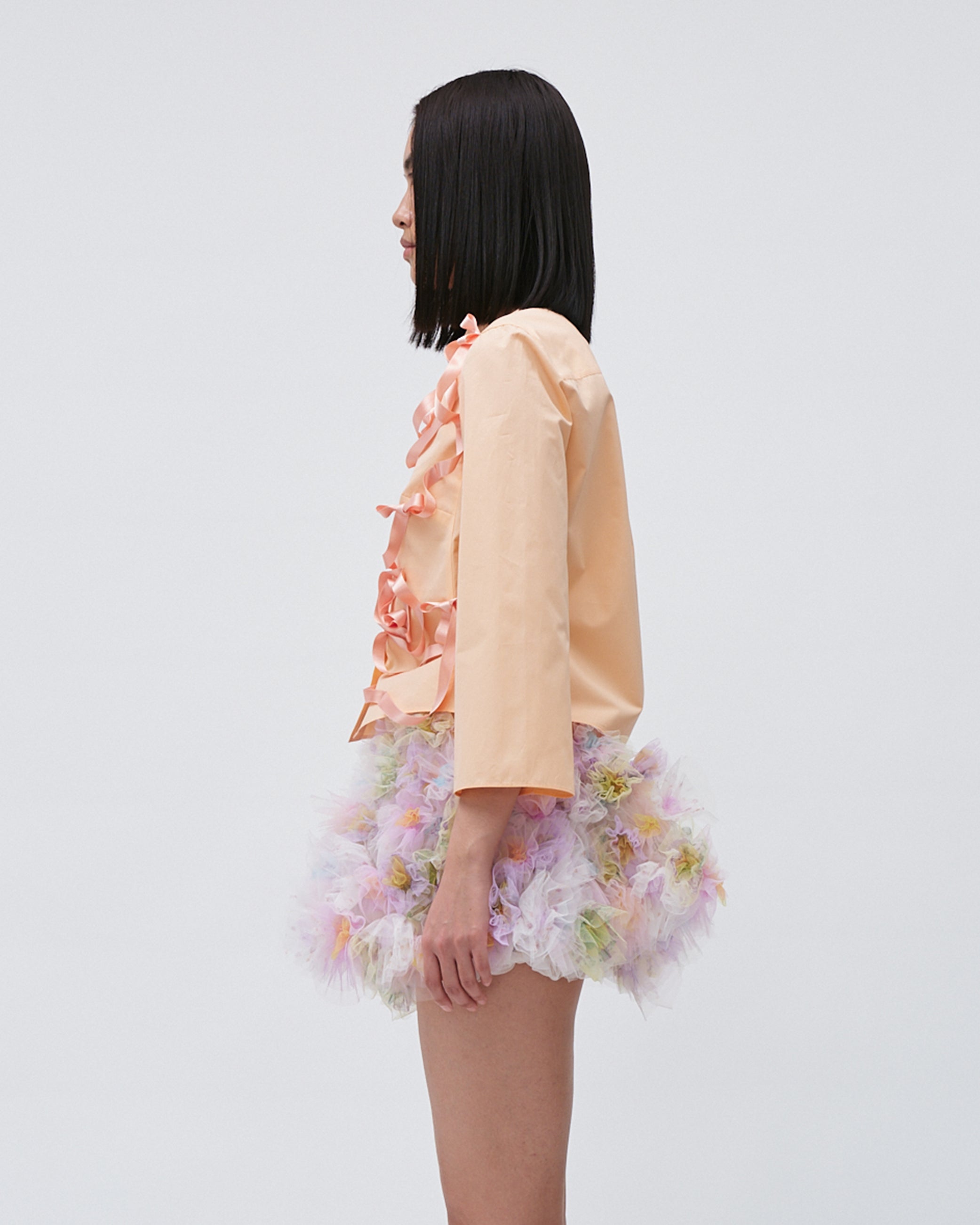 RIBBON FLORAL EMBROIDERED SHIRT