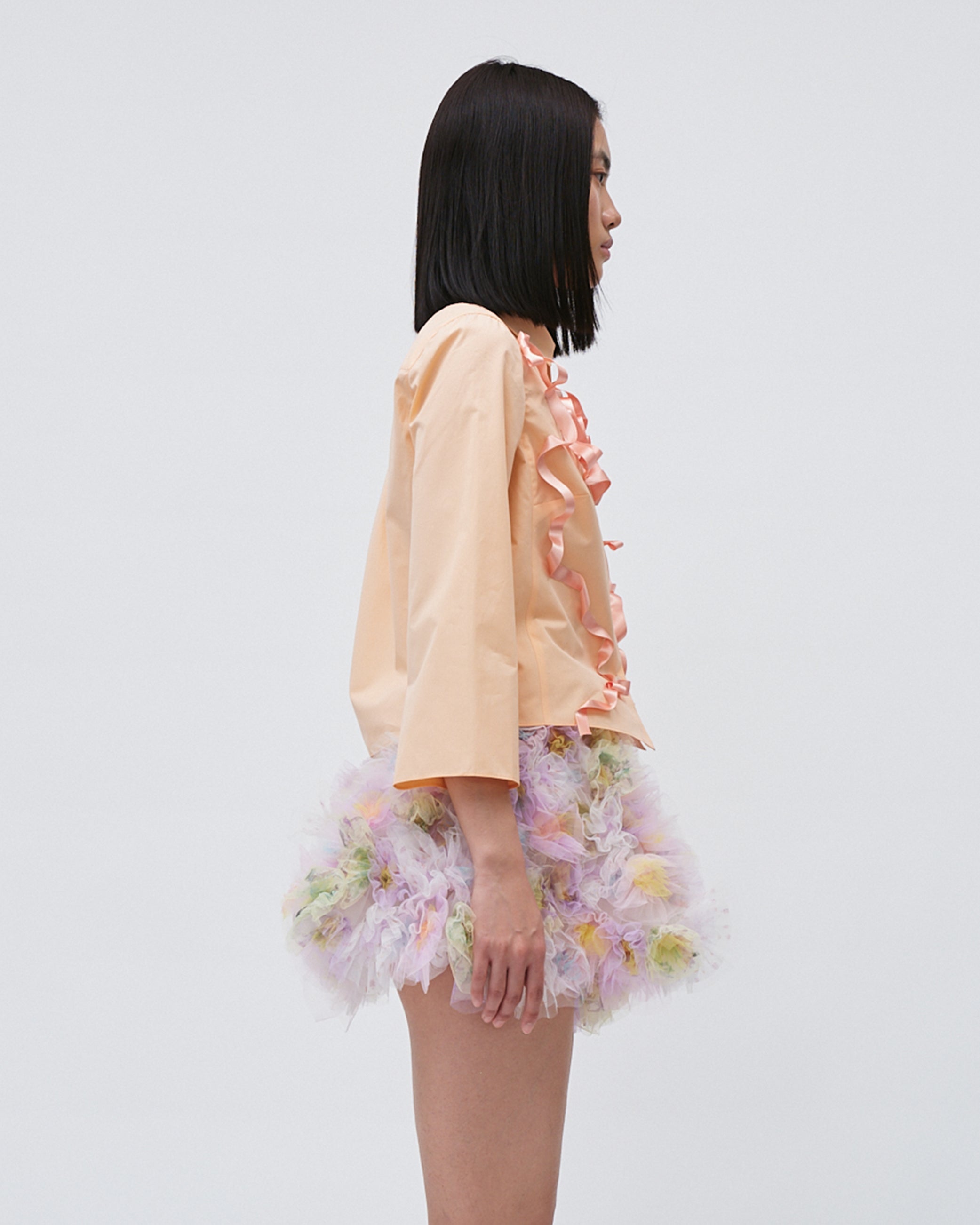 RIBBON FLORAL EMBROIDERED SHIRT