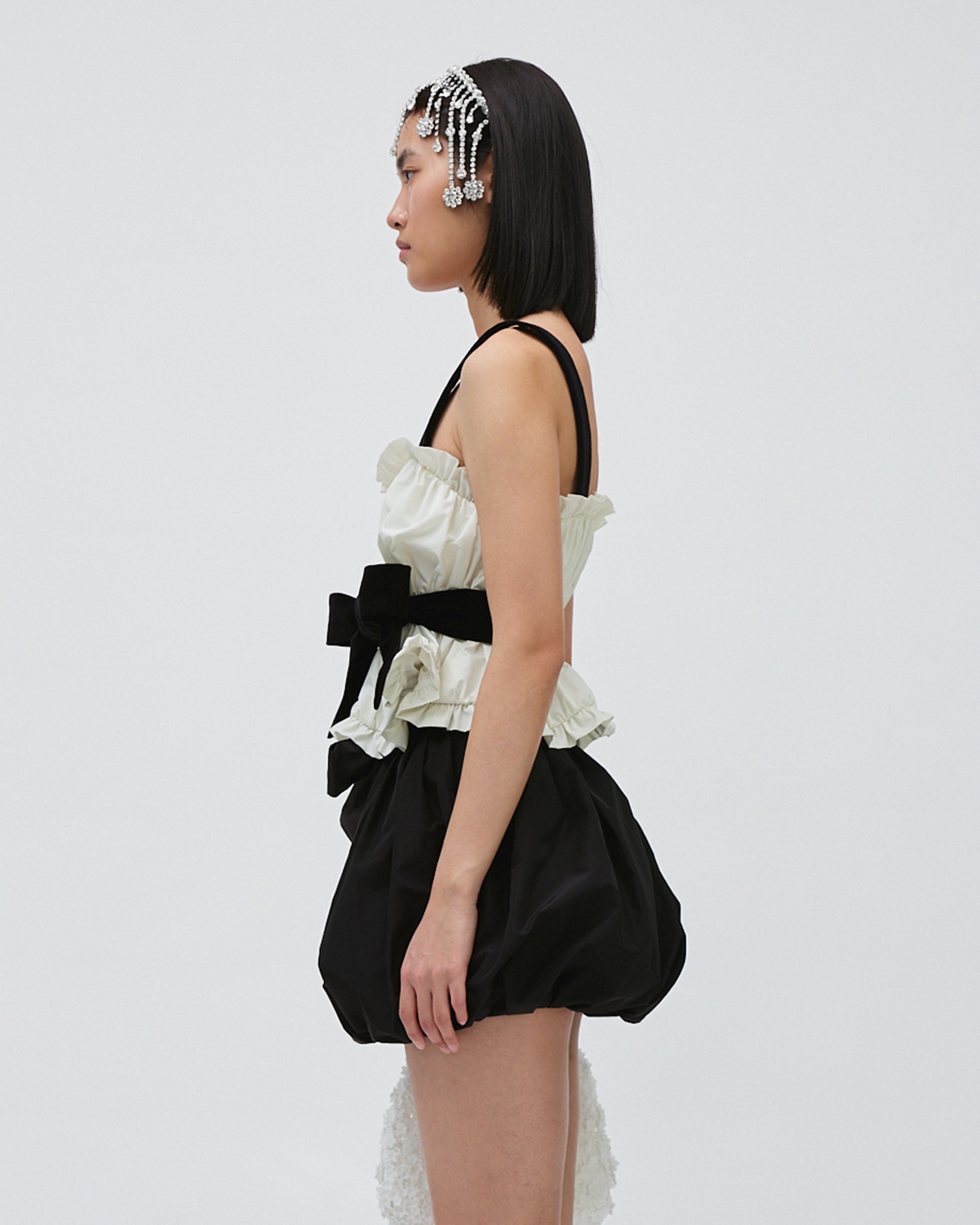 TAFFETA WOMEN GIRL STRAP TOP WHITE TOP ELEGANT 