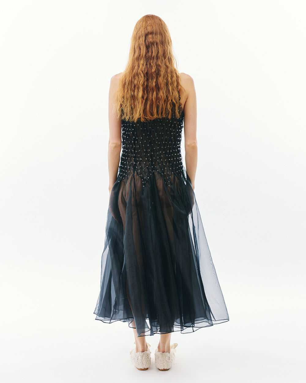 black dress with sheer back Thea Sheath Dress