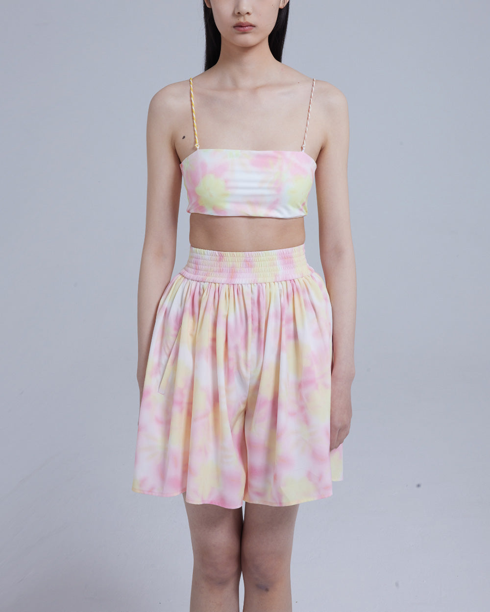 WOMEN GIRL PINK SLEEVELESS CROP STYLE SPORTS BRA TOP WITH TWISTED STRAP