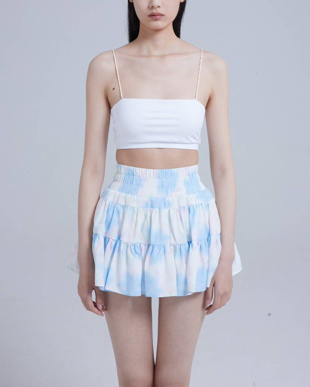 WOMEN GIRL WHITE SLEEVELESS CROP STYLE SPORTS BRA TOP WITH TWISTED STRAP