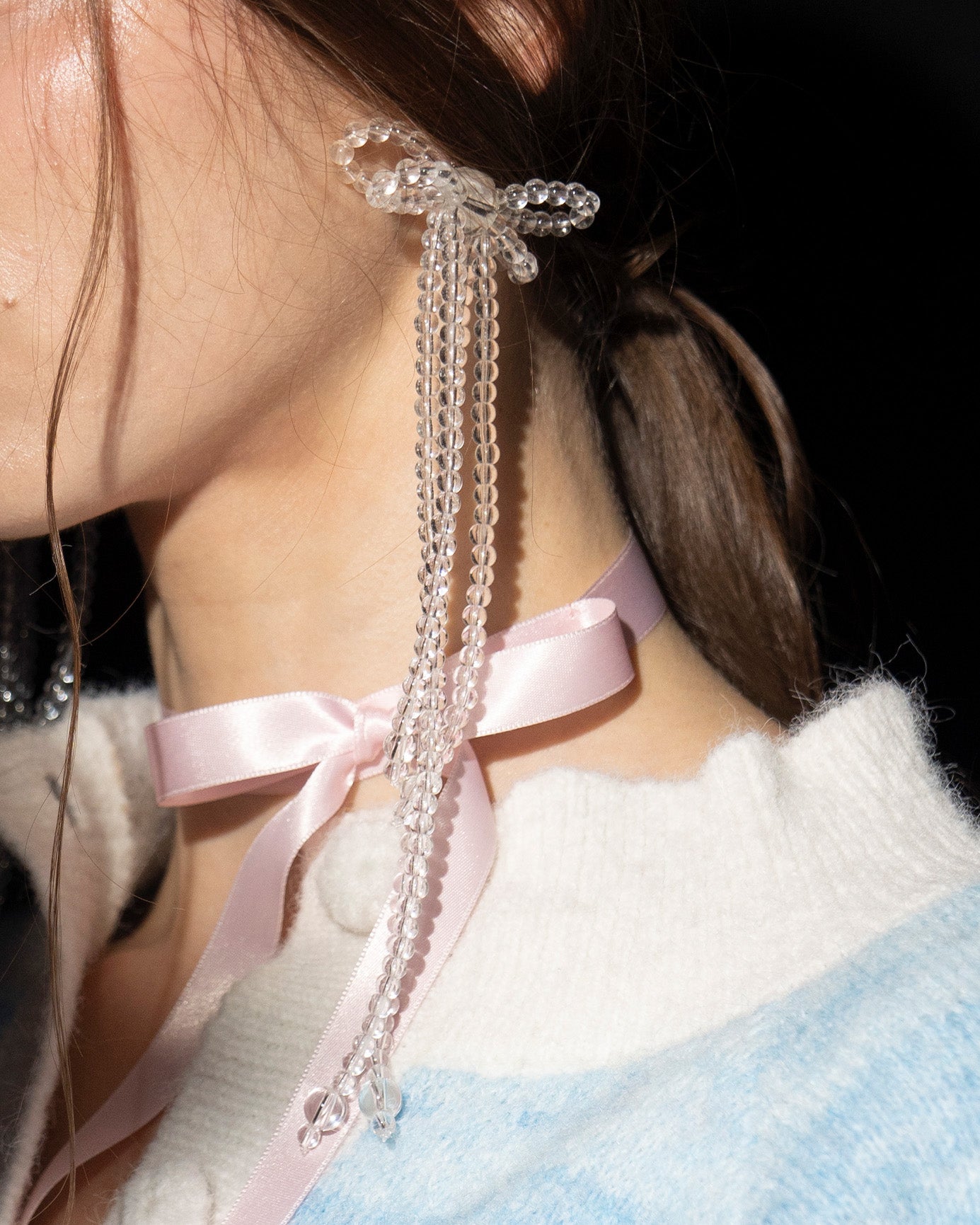 SUSANFANGBUBBLEBEADEDBOWDANGLINGEARRINGdoubleside