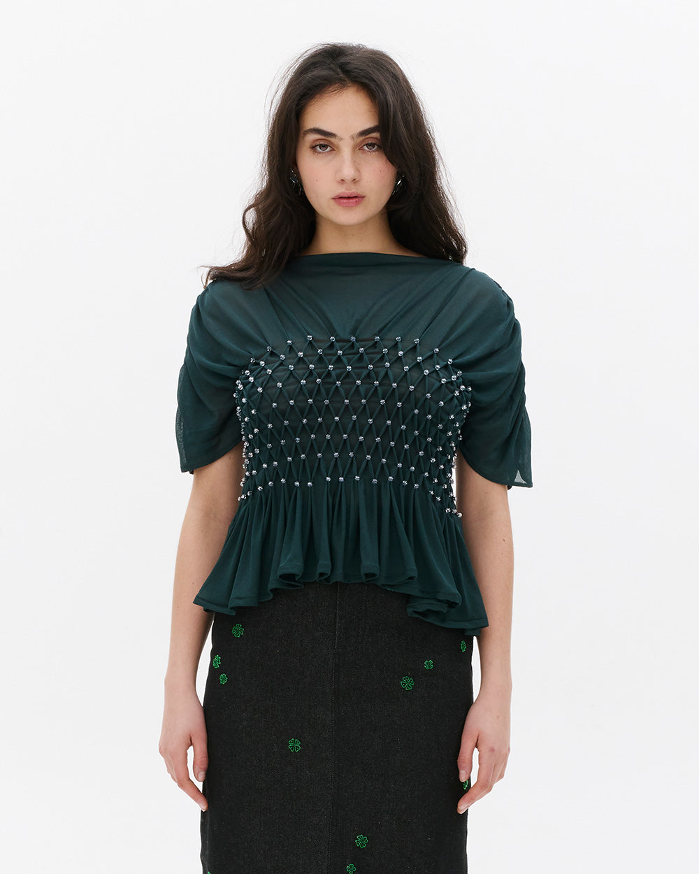 SUSANFANGBUBBLESMOCKEDJERSEYTOPfront