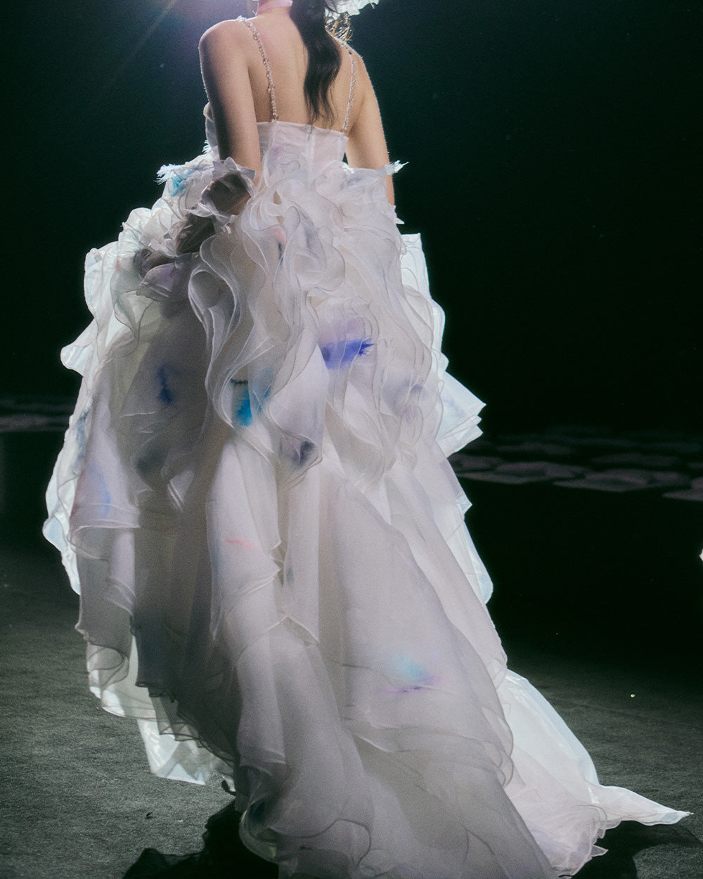 SUSANFANGFEATHEREMBROIDEREDRUFFLEMAXIDRESSback