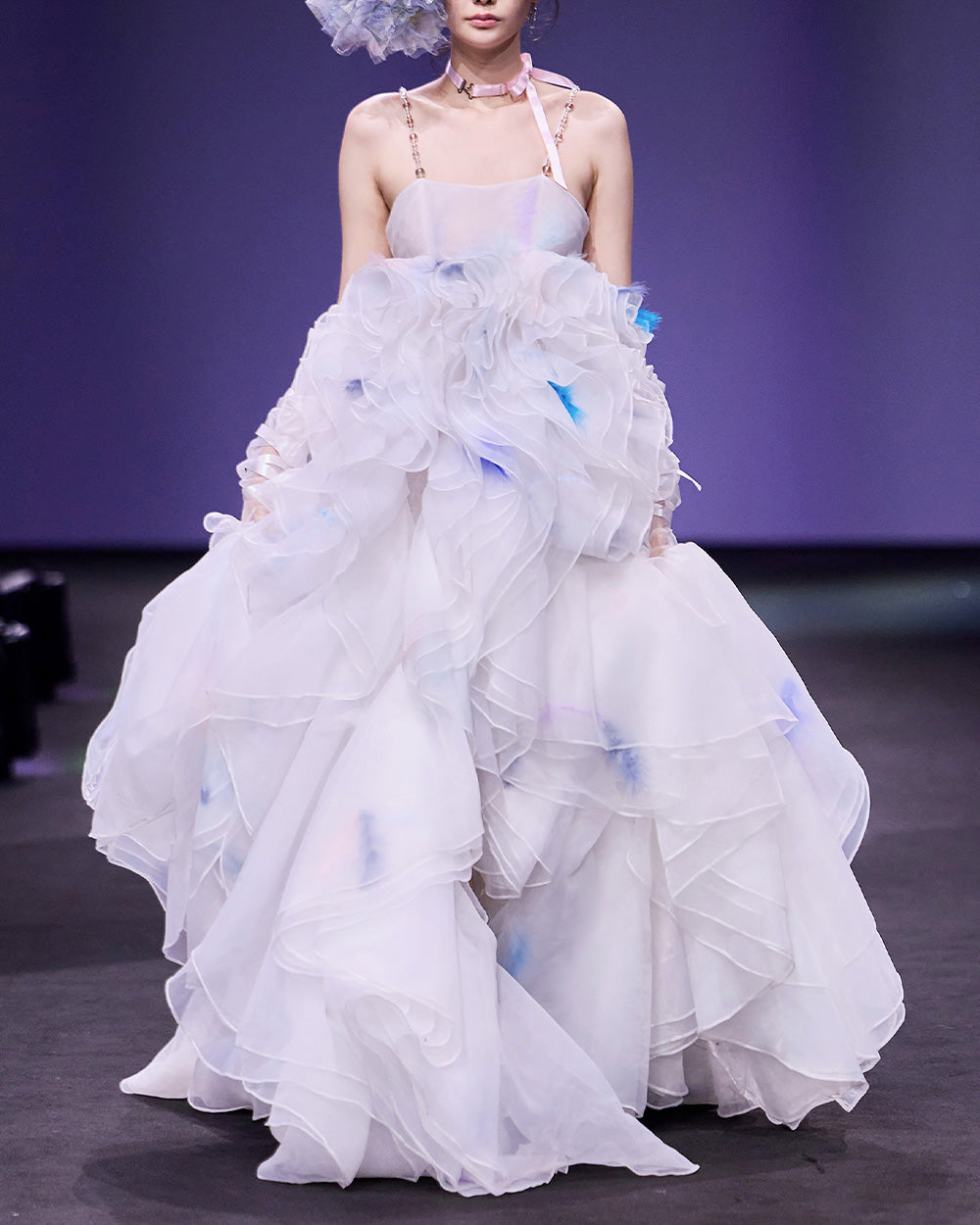 SUSANFANGFEATHEREMBROIDEREDRUFFLEMAXIDRESSfront