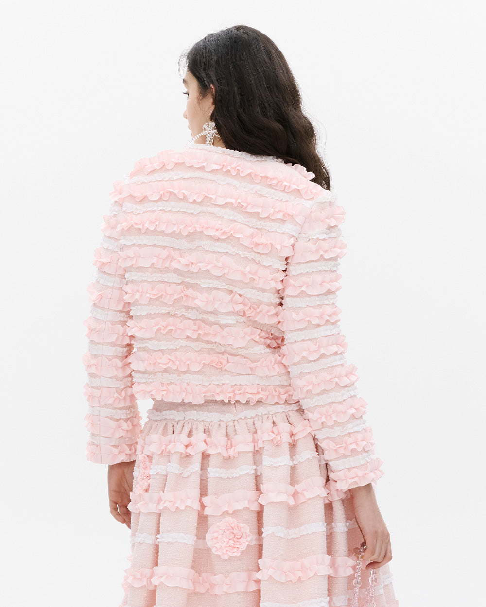 SUSANFANGGATHEREDRIBBONBOWJACKETPINKback