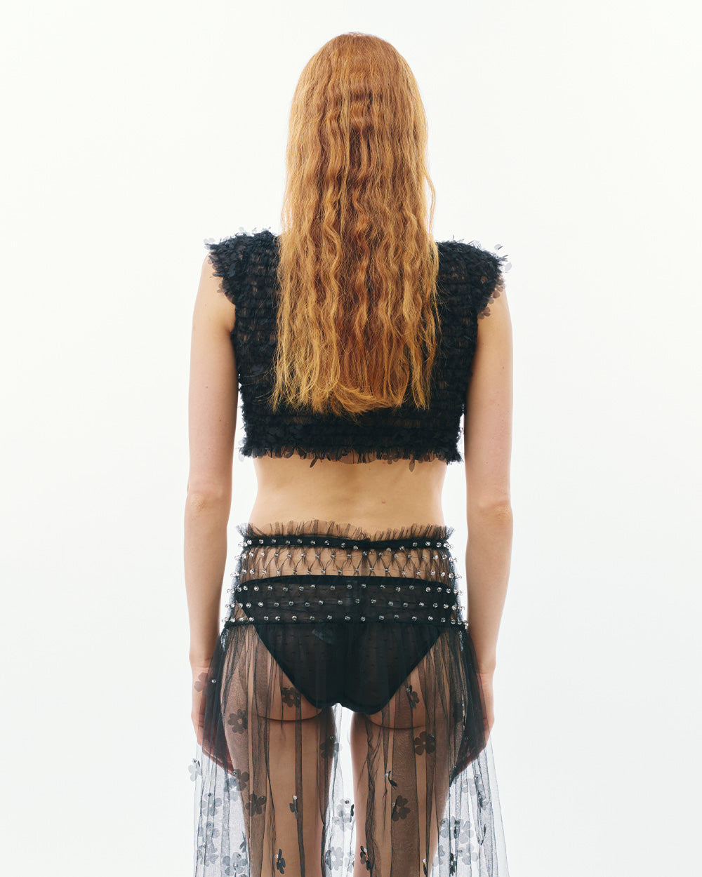 SUSANFANGLASER-CUTFLOWERGATHEREDCROPTOPBLACKBACK