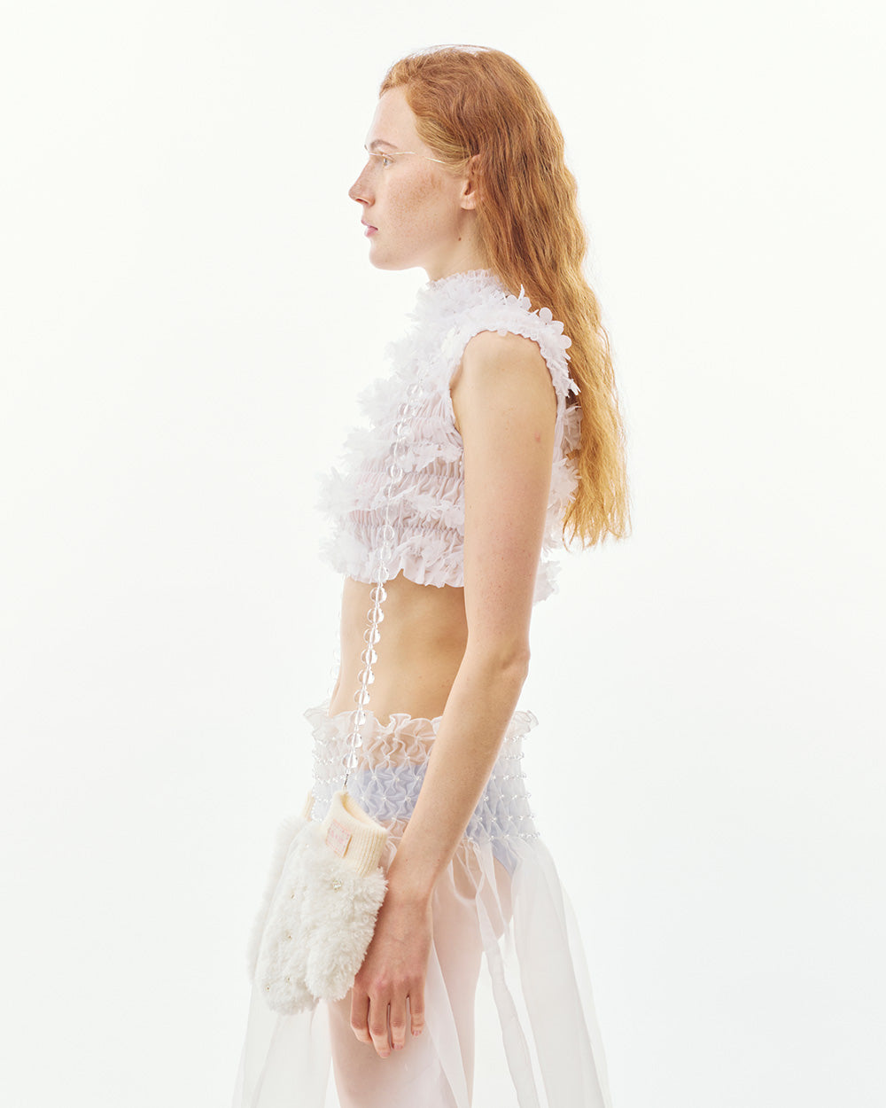 SUSANFANGLASER-CUTFLOWERGATHEREDCROPTOPWHITEFRONT