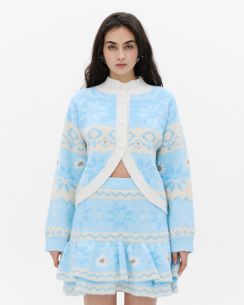 SUSAN FANG RECYCLED JACQUARD KNIT CARDIGAN front