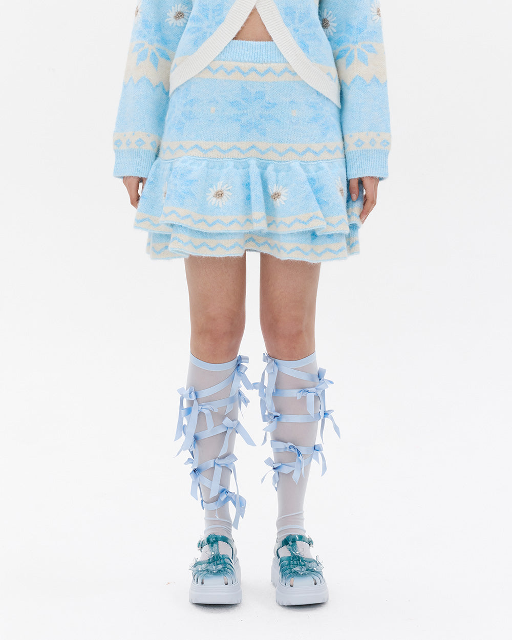 SUSANFANGRECYCLEDJACQUARDKNITMINISKIRTfront