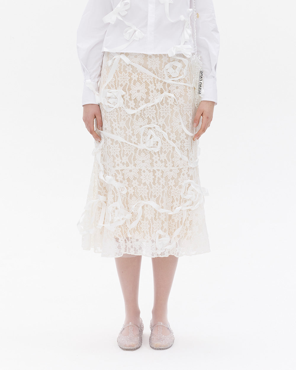 SUSANFANGRIBBONROSEEMBROIDEREDLACESKIRTfront