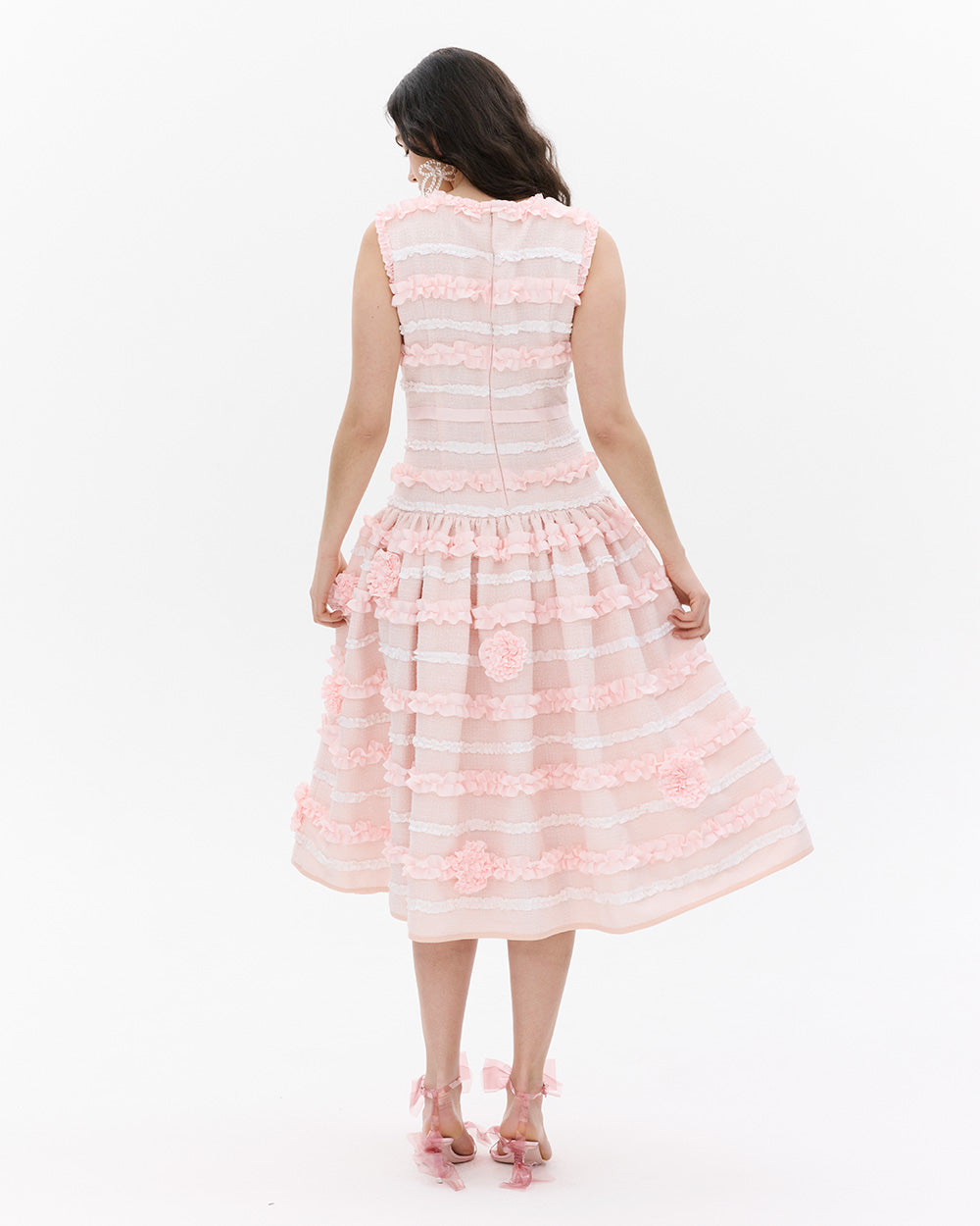 SUSANFANGRIBBONROSETWEEDMIDIDRESSPINKback