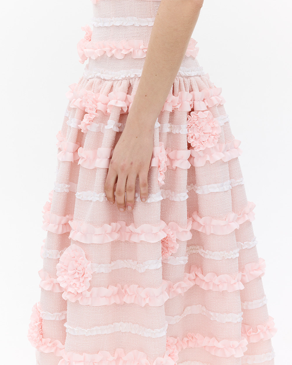 SUSANFANGRIBBONROSETWEEDMIDIDRESSPINKsidedetails