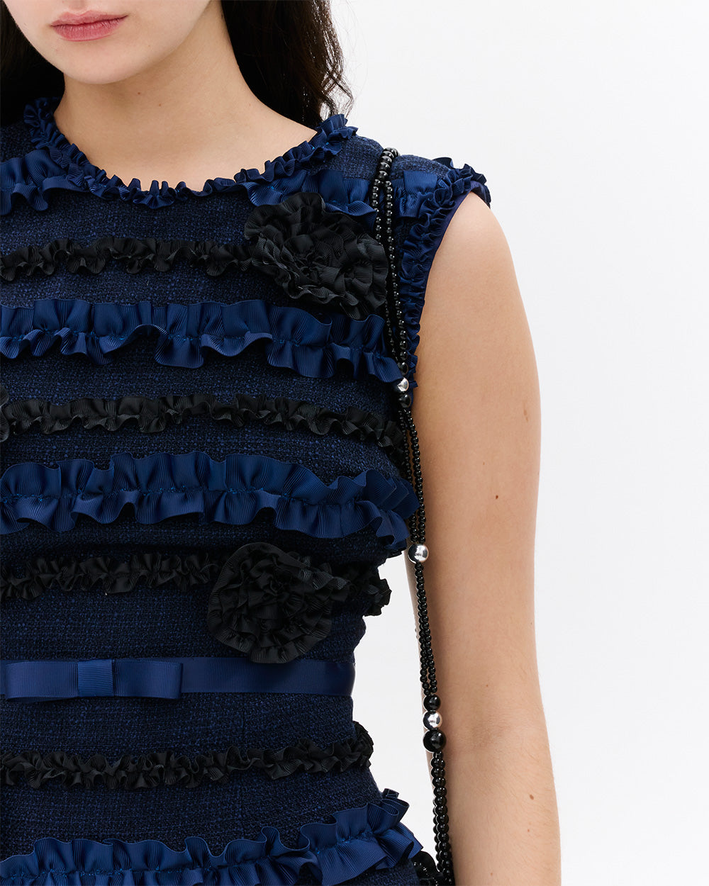 SUSAN FANG RIBBON ROSE TWEED MINI DRESS details