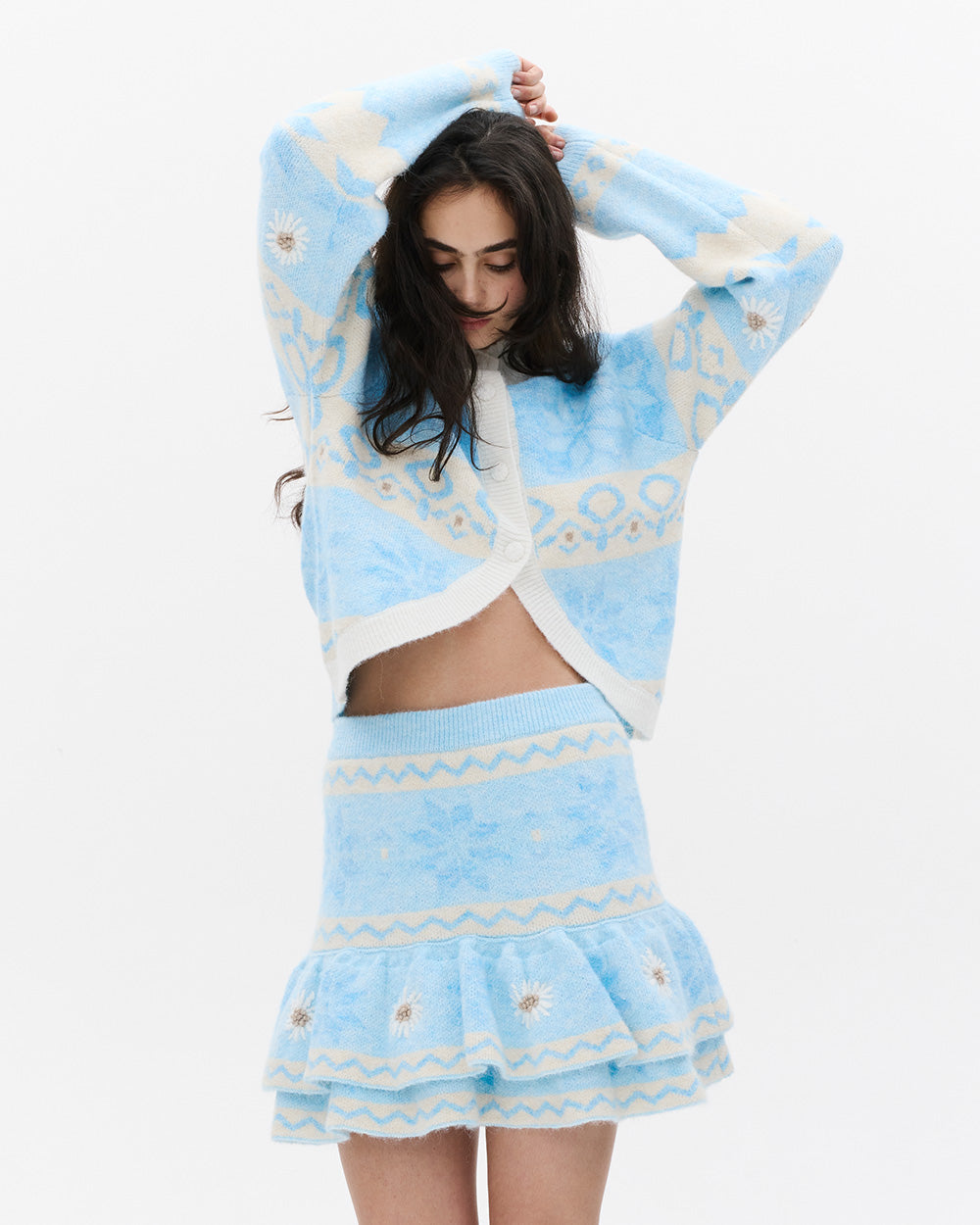 SUSAN FANG RECYCLED JACQUARD KNIT CARDIGAN