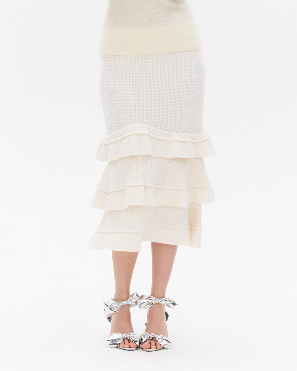 SUSAN FANG TIERED RUFFLE CASHMERE SKIRT