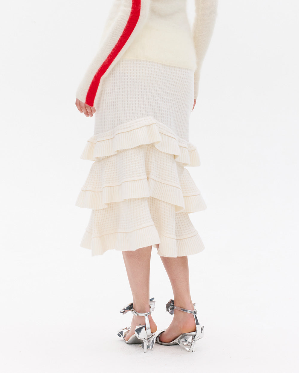 SUSAN FANG TIERED RUFFLE CASHMERE SKIRT back
