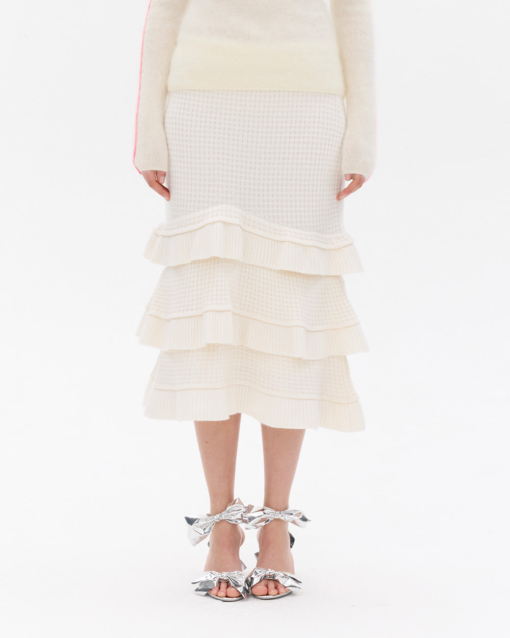 SUSAN FANG TIERED RUFFLE CASHMERE SKIRT front