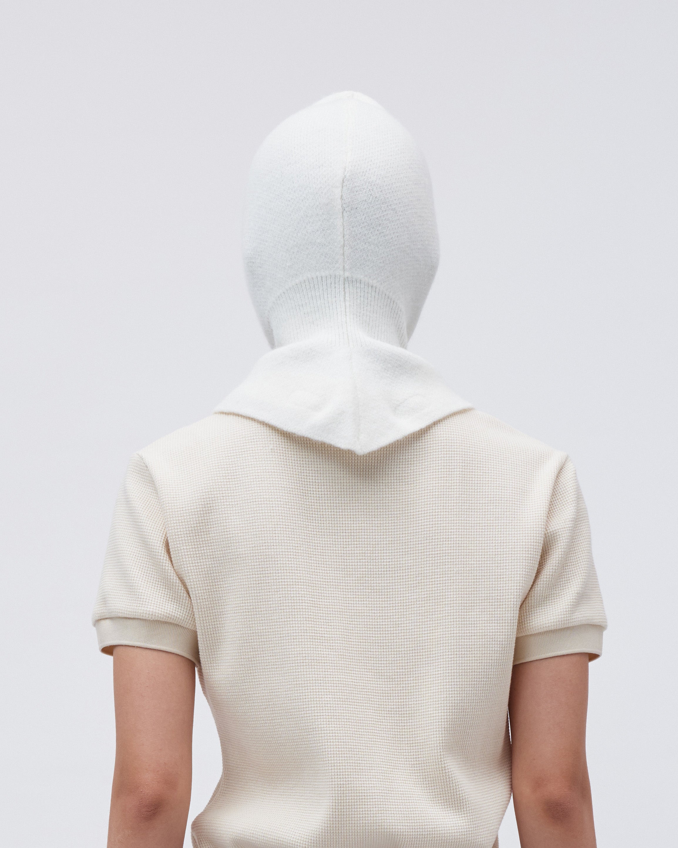 WOMENS GIRLS KNIT BALACLAVA HOOD SNOOD IN WHITE
