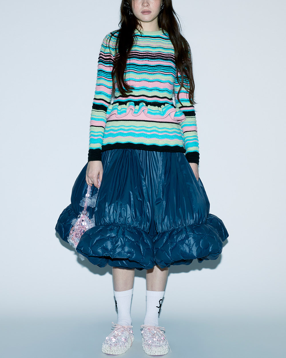 STRIPED WAVE KNIT TOP