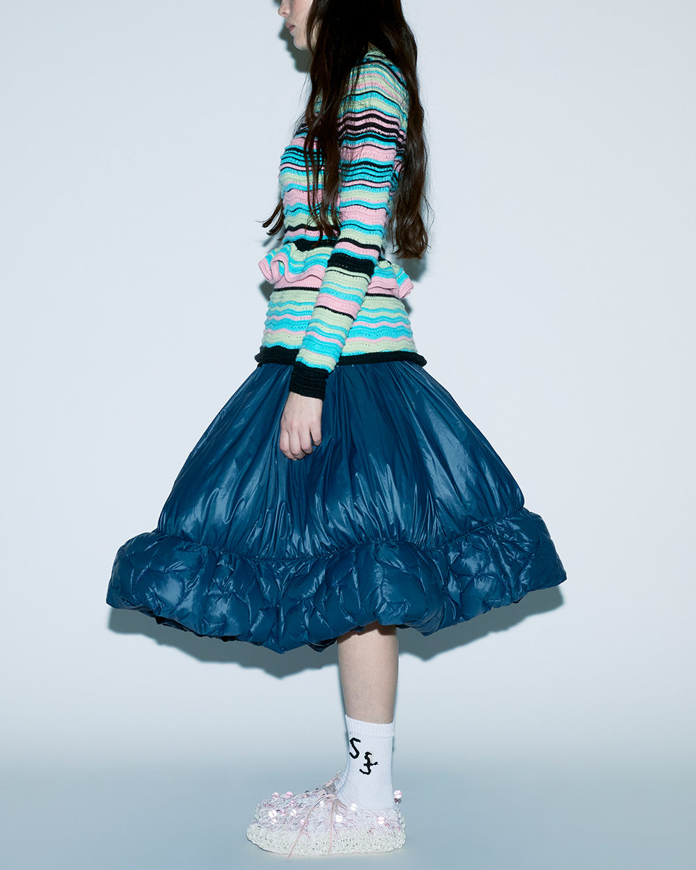 STRIPED WAVE KNIT TOP