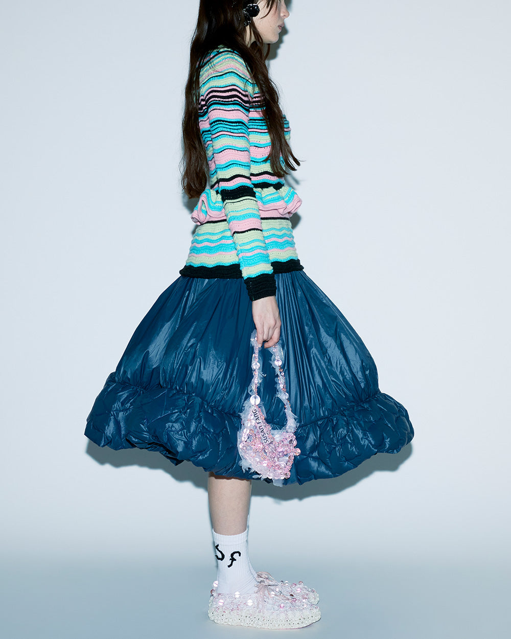 STRIPED WAVE KNIT TOP