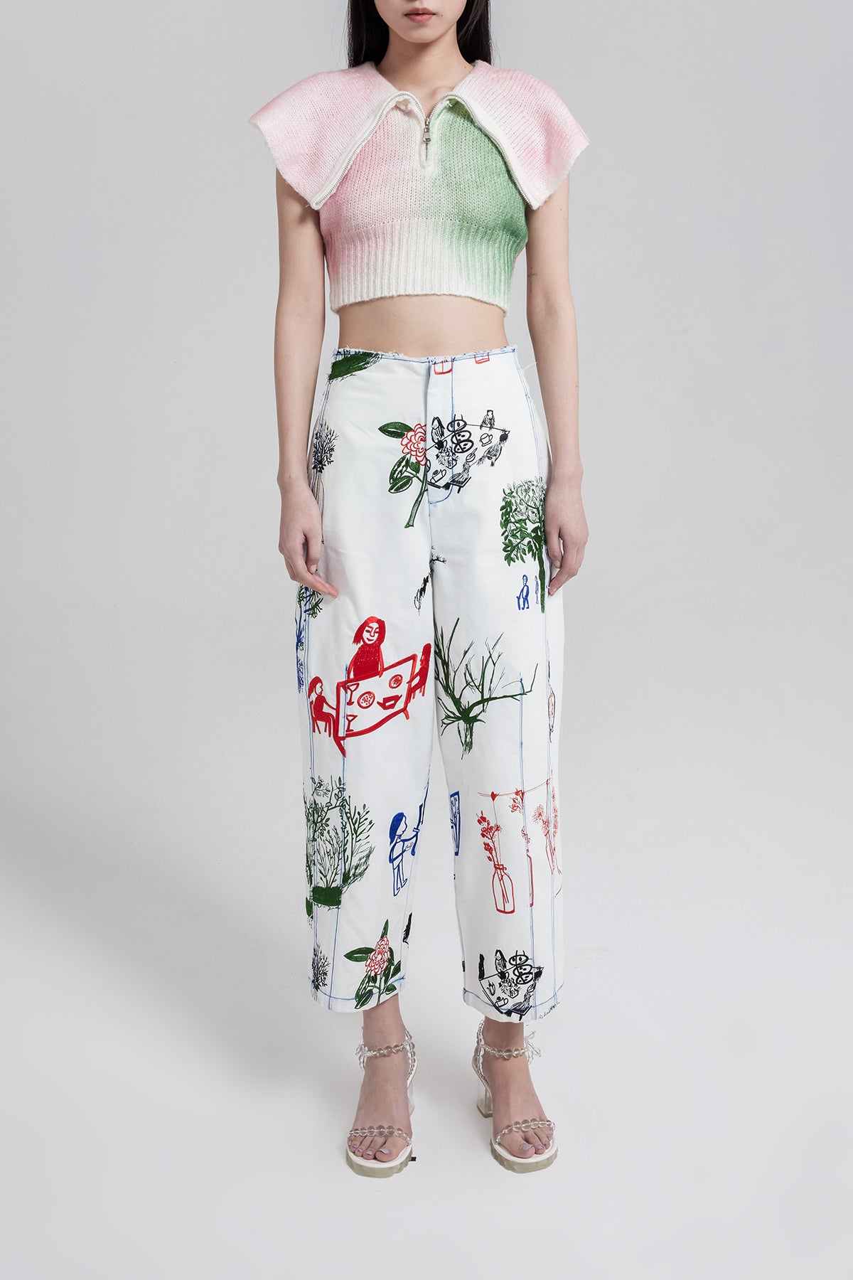 Knit Wide Collar Crop Top