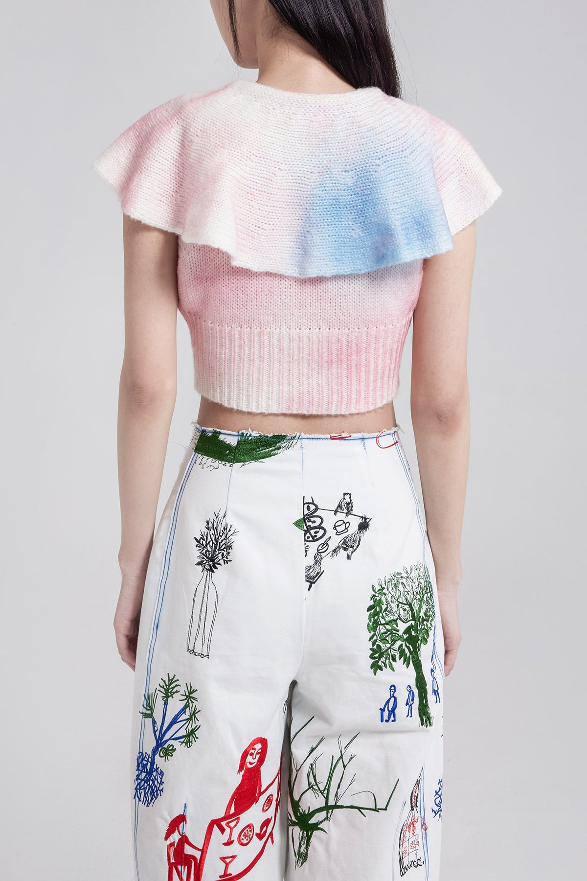 Knit Wide Collar Crop Top