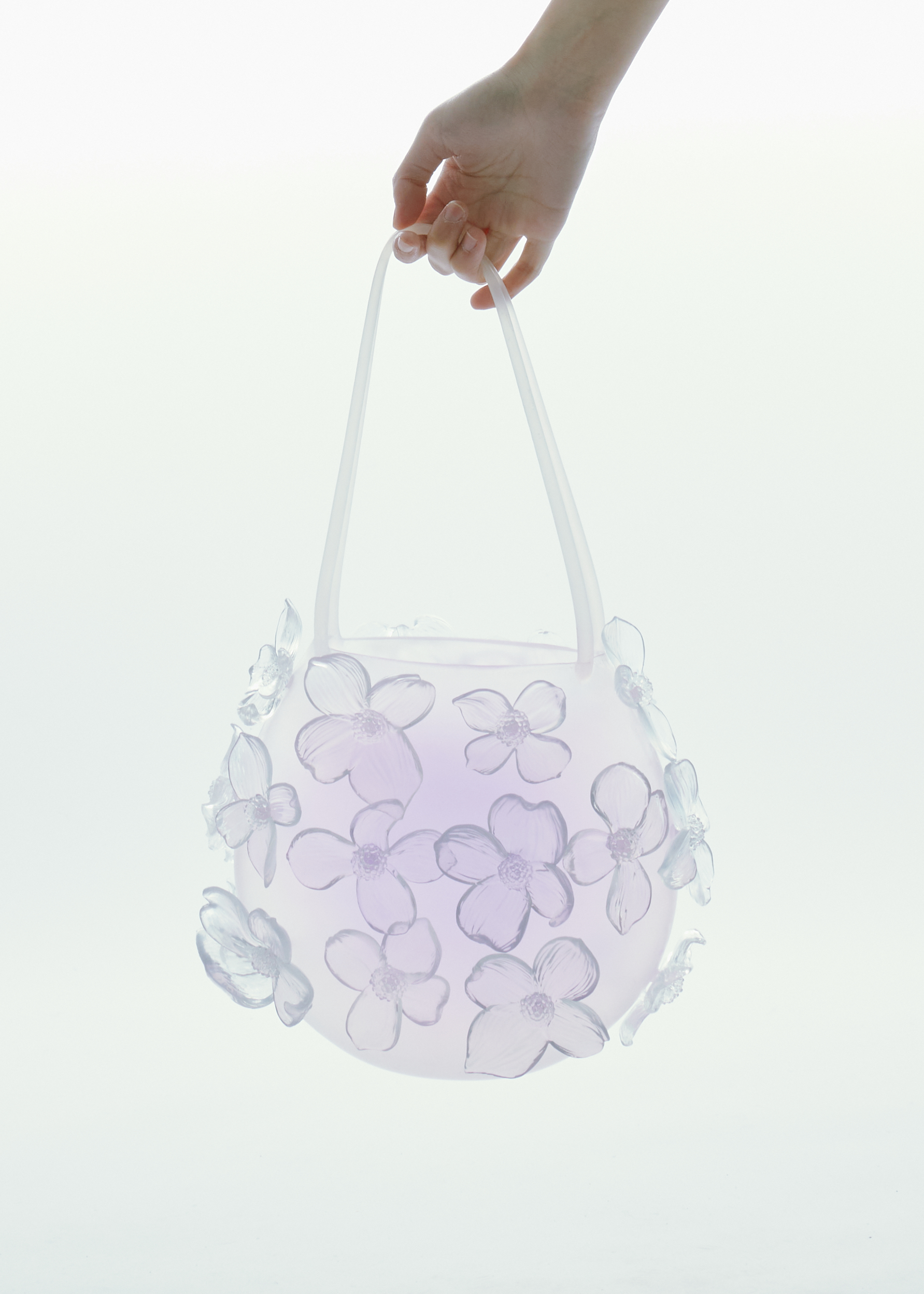 3D PRINTED BAG WITH DETACHABLE FLOWER PENDANT PINK CLEAR WOMEN MINI SHOULDER PURSE