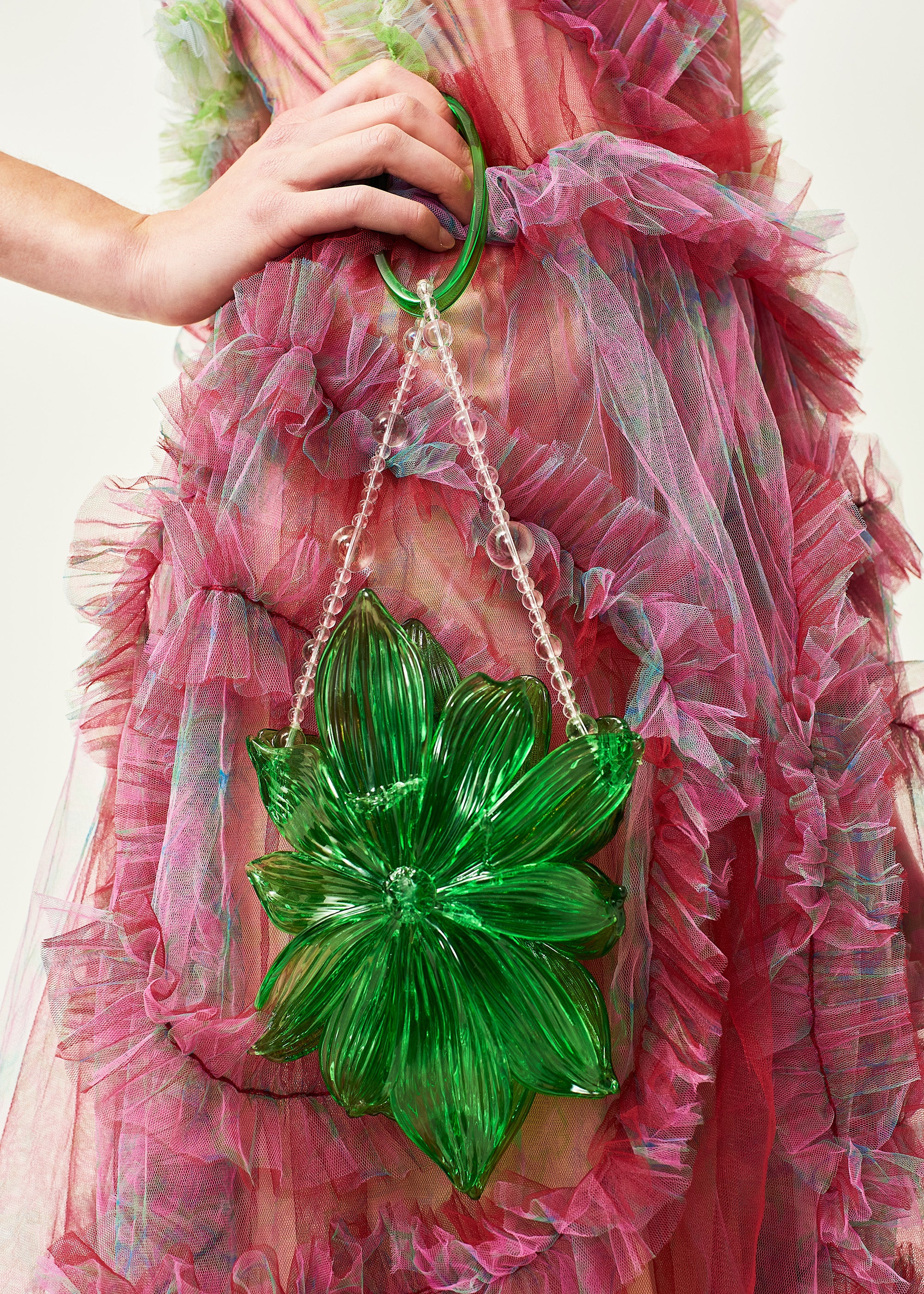 WOMEN GIRL ASIAN KOREAN STYLE 3D PRINTED CRYSTAL FLORAL PHONE BAG SMALL CROSSBODY BAG GREEN