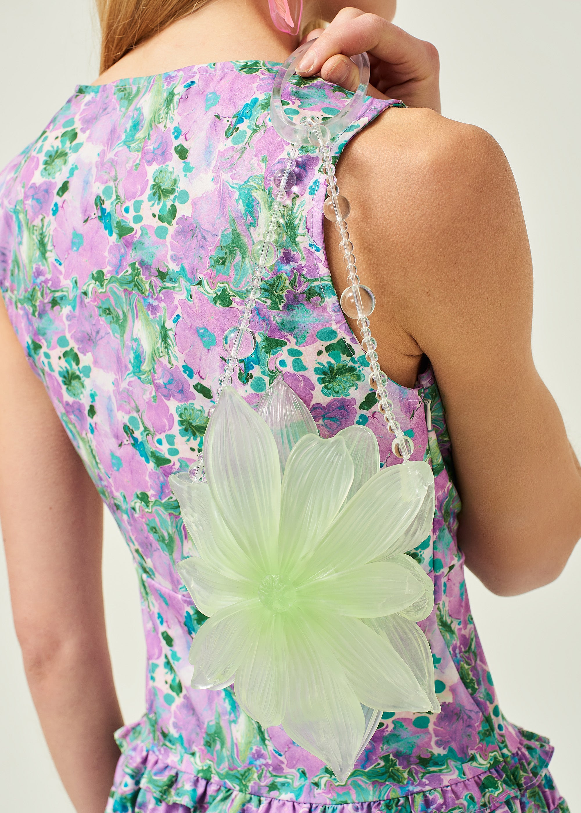 GREEN WOMEN GIRL ASIAN KOREAN STYLE 3D PRINTED CRYSTAL GRADIENT FLORAL PHONE BAG SMALL CROSSBODY BAG