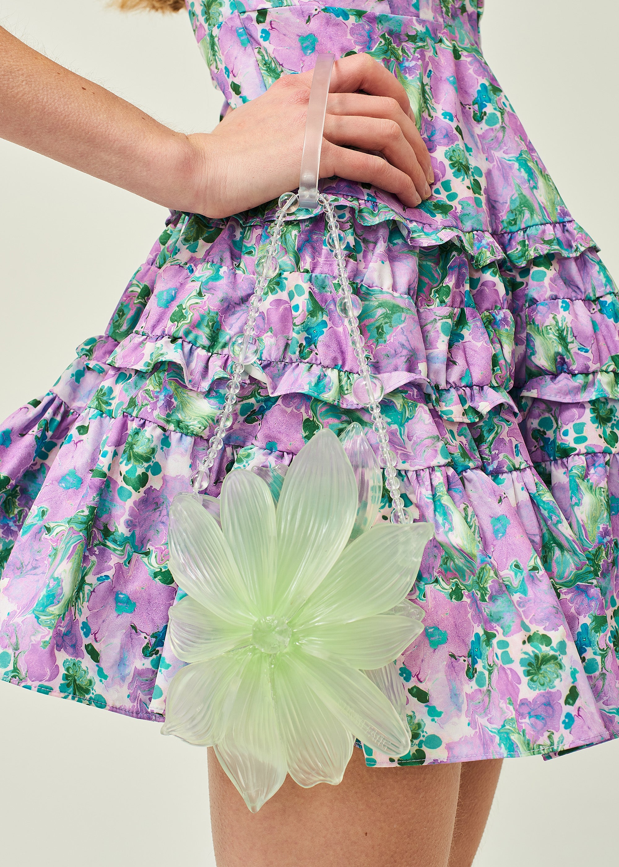 GREEN WOMEN GIRL ASIAN KOREAN STYLE 3D PRINTED CRYSTAL GRADIENT FLORAL PHONE BAG SMALL CROSSBODY BAG